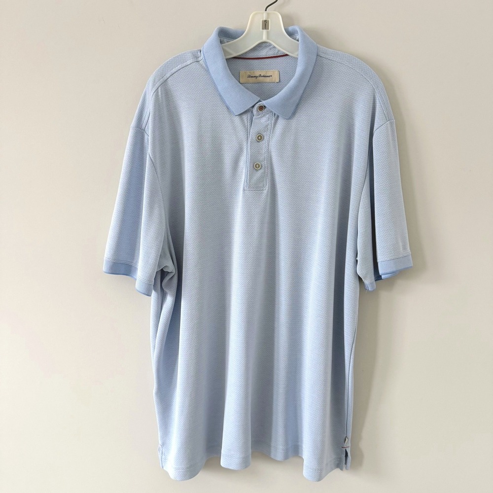 Tommy Bahama Mens XXL Light Blue Short Sleeve Polo Shirt Casual Resortwear Beach